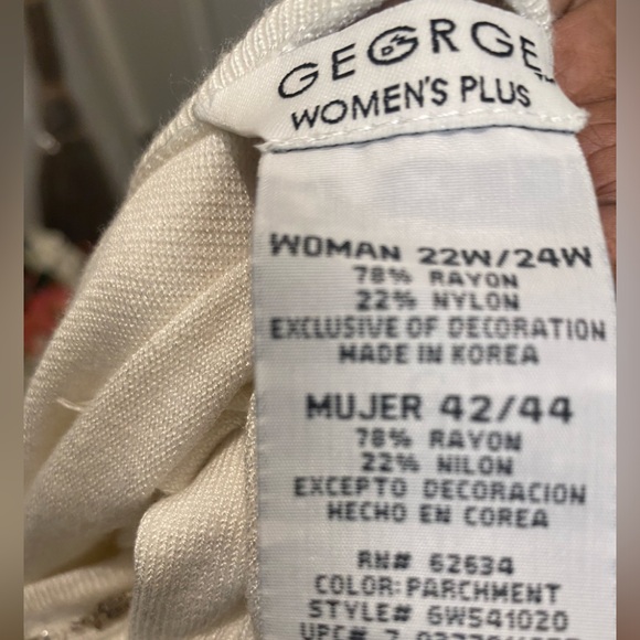 GEORGE BEADED SWEATER WOMEN SZ 22-24 OFF WHITE SCOOP NECK LONG SLEEVE NWT PTP 26 - Picture 5 of 8